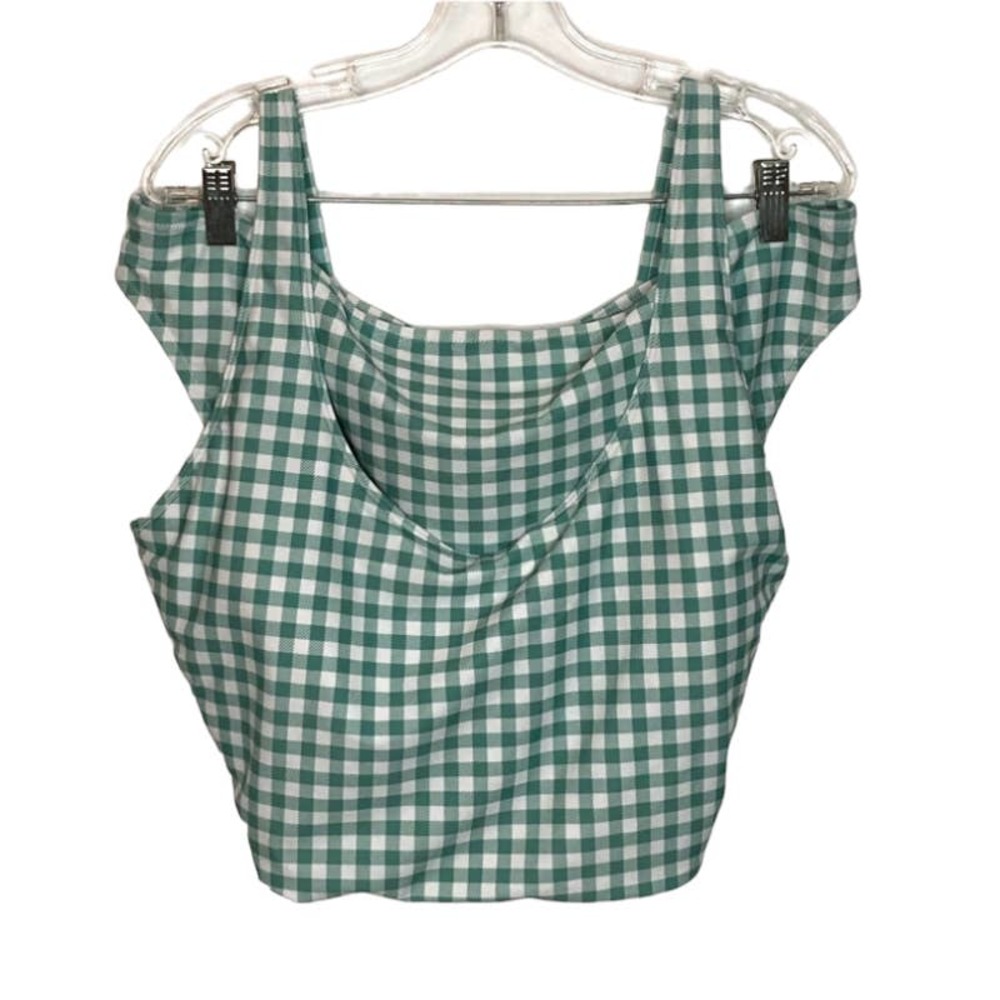 Old Navy Women's Two Piece Swimsuit Set Size 2X Green Gingham Bikini Padded
